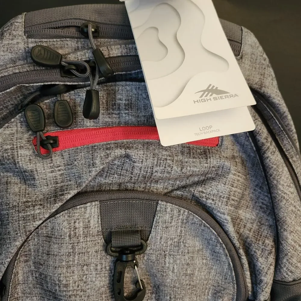 NWT High Sierra Gray Loop Tech Tablet Backpack Padded Shoulder Straps 19×13.5×8